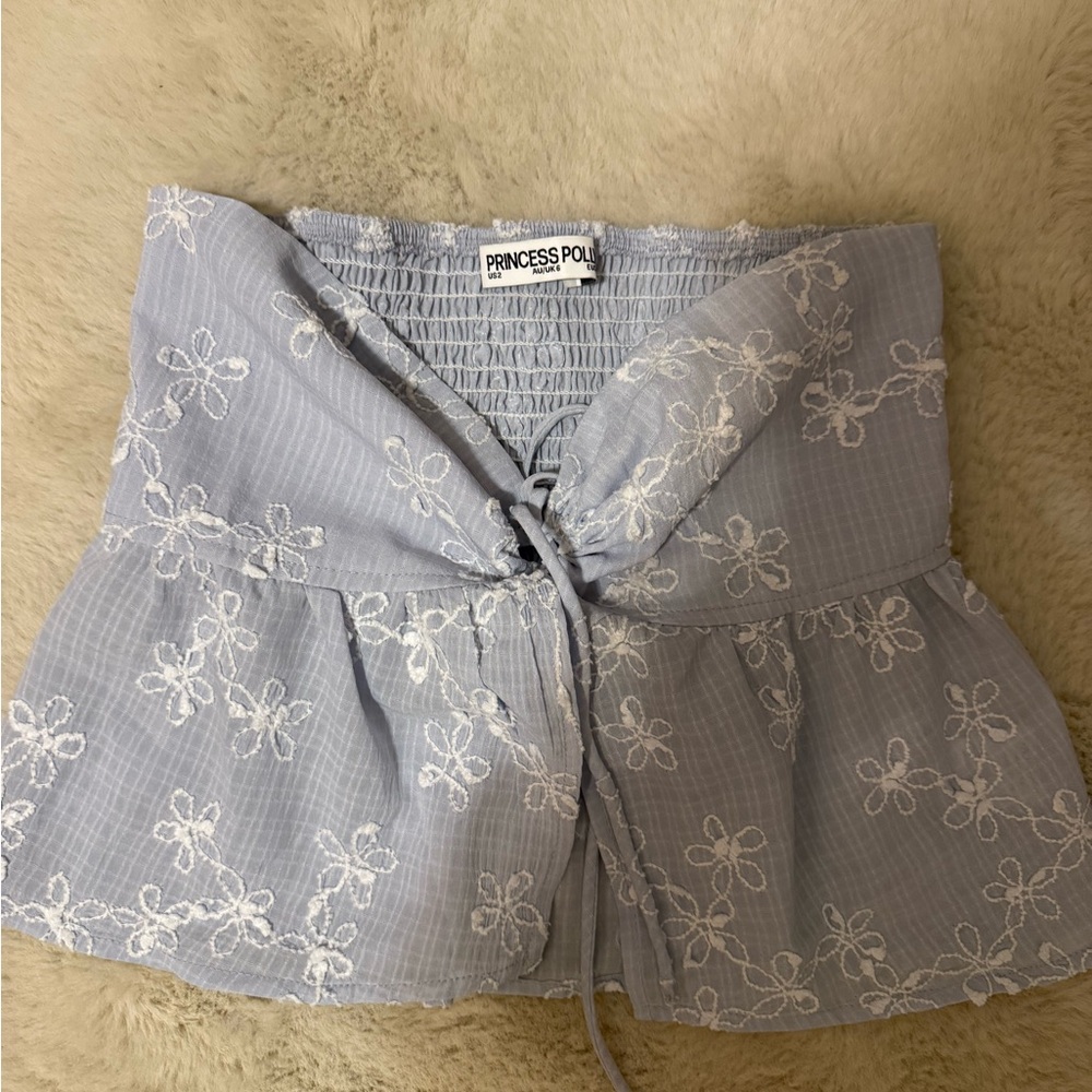 Princess Polly Light Blue Smocked Top